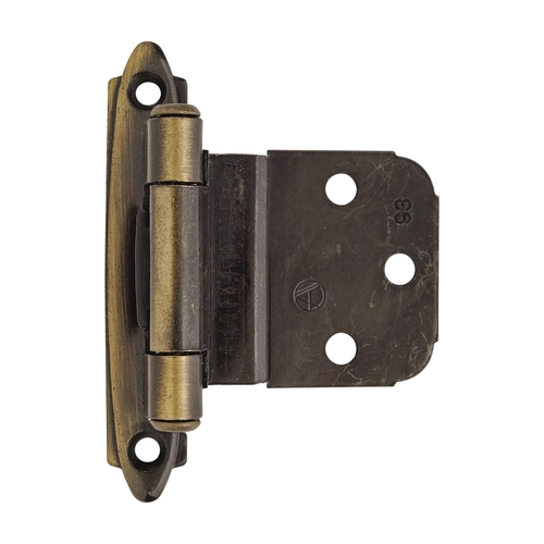 Functional Hardware HD Self Closing Face mount Cabinet Hinge 3/8 Inch Inset Antique English - Pair